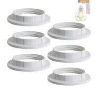6 Pack of Lampshade Reducer Ring E27 Screw Collar Rings, Light Shade Reducer Ring for Table Lamp, Ceiling Lights, Plastic Screw Bulbs Lamp Holder Twist Lock Socket Replacement Rings (White, E27)