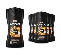 6 Pack of Lynx 12 Hour Refreshing Fragrance Gold Oud Wood and Vanilla Body wash with Plant-based Moisturisers & Dual Action Power, Keep Smelling Irresistible!
