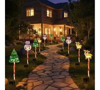 6 Pack of Moving Christmas Lights, LED Waterproof Solar Christmas Lights Outdoor Decorations, Ground Inserted Xmas Decorative Lights, Santa Ladder Lights, Suitable for Patio, Lawn and Pathway (A)