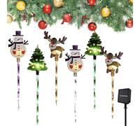 6-Pack of Moving Christmas Lights, LED Waterproof Solar Christmas Lights Outdoor Decorations, Solar & Battery Power, Courtyard Tree Snowman Reindeer for Courtyard, Porches, Trees, Or Walls (A)