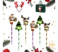 6-Pack of Moving Christmas Lights, Waterproof Solar Reindeer Power Christmas Tree Yard Stakes, Ground Lamp Solars Led Night, Can Design for Patio, Lawn & Pathway, Easy to Install, Durable (#02,Solar)