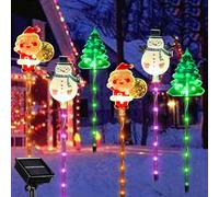 6-Pack of Moving,LED Waterproof Solar Christmas Lights Outdoor Decorations,Solar & Battery Power, Christmas Santa, Snowman Design for Patio, Lawn & Pathway, Porches, Trees