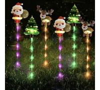 6-Pack of Moving Solar Christmas Lights, LED Waterproof Xmas Outdoor Ground Inserted Decorative Lights, Solar Battery Power, Courtyard Tree Snowman Reindeer, for Porches, Pathway (Style B)