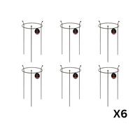 6 Pack of Small Heavy Duty Steel Herbaceous Plant Support Ring Samuel Alexander Black One Size
