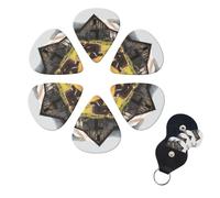 6 Pack Old Wooden Barn with Rusted Tractor Guitar Picks with Guitar Pick Holder, Personalized Celluloid Plectrums for Acoustic Guitar, Bass, Ukulele, Cool Bass Accessories Gifts for Men Women 0.96mm