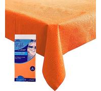 [6 Pack] Orange Paper Tablecloth Disposable for Rectangle Tables, 54 X 108 Inch Party Table Cover with Plastic Backing, Waterproof 3 Ply Table Cloth for Thanksgiving Halloween Fall Harvest Day