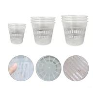 6 Pack Orchid Pots With Matching Saucers, Clear Plastic Plant Pot For Indoor Outdoor Plants, Clear Plastic Planters For Root Monitoring(11CM)