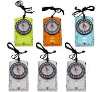 6 Pack Outdoor Compass with Adjustable Declination, Pocket Compass with Magnifying Glass, Ruler, Scale, Multifunctional Pocket Compass for Children, Waterproof Compass for Hiking, Camping and Other
