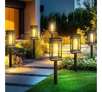 6 Pack Outdoor Solar Garden Lights, 3000K Warm White Traditional Tungsten LED Lights, 800 mAh Battery Capacity, IP65 Waterproof Patio Lamp, Suitable for Flower Beds, Landscape Decoration Lighting