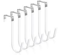 6 Pack Over The Door Hooks, Sturdy Metal Single Over Door Hooks, White Door Hanger Hook Door Hooks for Hanging, Towels, Clothes, Bathroom, Hold Up to 7Lbs