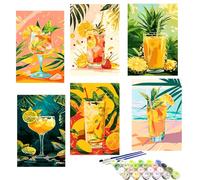 6 Pack Paint by Numbers for Adults Beginner, Paint by Number Kits Arts and Crafts for Adults, Easy DIY Oil Retro Adult Paint by Numbers for Beginners, for Home Wall Decor, Stress Relief Fidget Toys