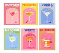 6 Pack Paint by Numbers for Adults, DIY Acrylic Paint by Numbers Kits, Cocktails Canvas for Painting, Painting Arts Set for Beginners Kids, Home Wall Decor, 7.8x11.8inch Frameless