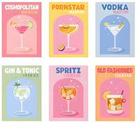 6 Pack Paint by Numbers Kit for Adults Beginners - Cocktail Adult Paint by Number Kits on Canvas, Cocktail DIY Acrylic Oil Number Painting Kits for Home Wall Decor, 6 x 8inch (No Frame)