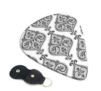 6 Pack Paisley Pattern Black White Guitar Picks, Bass Electric Acoustic Guitar Ukulele Accessories, Medium Guitar Picks Plectrums with Organizer Bag