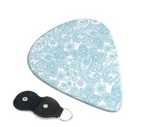 6 Pack Paisley Print blue Guitar Picks, Bass Electric Acoustic Guitar Ukulele Accessories, Thin Guitar Picks Plectrums with Organizer Bag