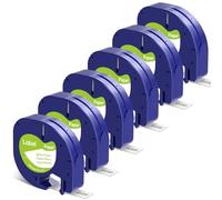 6-Pack Paper White Labelling Tape Replace for DYMO Label Maker Refills 91330, Compatible with Dymo Letratag Refills 1/2 x 13 Paper Label for Dymo LetraTag LT-100T LT-100H