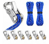 6-Pack Paracord Adjusters, Roller Cam Lock Tensioner Marine Brass Roller Secure Saker Cord Tightener Tie, Cinching Tool Quick Paracord Adjustment, Suitable Camping Boating Outdoor Accessories (1set)