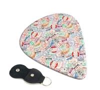 6 Pack Passport Stamp Guitar Picks - 0.46 0.71 0.93 mm Includes Cool Guitar Picks Thin Medium Heavy Thickness, Electric Guitar Picks for Acoustic Guitar Bass Ukulele