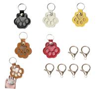 6 Pack Pet Hair Keepsake Dog Key Tags High Quality PU Leather Dog Paw Keepsake Compact Portable 6 Colors Wine Red Yellow Brown Dark Brown White B