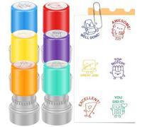 6 Pack Piece Teacher Stamps Colourful Self Inking Stamp Personalised Teacher Review Encouraging Stamp for Marking, School Reward Stamps Teachers Supplies Gifts(6 Pack)