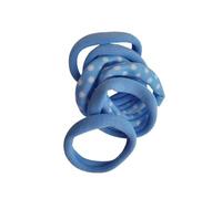 6 Pack Pink polka dot plain jersey elasticated bobbles hair ties fashion (Blue)