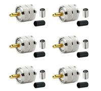 6-Pack PL259 Male Coax Connector,UHF Male Crimp Connectors for RG-8X LMR240 4D-FB Coaxial Cable(6 pcs