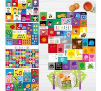 6 Pack Placemats for Kids, Non-Slip Washable, Reusable Alphabet, Number, Month, Color & Emotion Educational Placemats for Home, Kindergarten, Classroom, Nursery