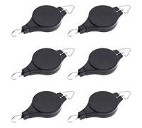 6 Pack Plant Pulley Retractable Hanger, Easy Reach Plant Pulley Adjustable Height Wheel for Hanging Plants Heavy Duty, Indoor Outdoor Plant Hanger for Garden Baskets Pots & Birds Feeder - Black