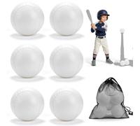 6 Pack Plastic Baseballs, 2.7in T-Balls with Mesh Bag for Tee-Ball Set
