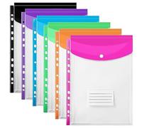 6 Pack Plastic Wallets A4 Punched Pockets, Expandable Poly Pockets A4, Plastic Sleeves for Document Filing, Waterproof, Stationary Supplies for School Home Office
