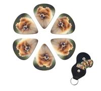 6 Pack Pomeranian dog Guitar Picks with Guitar Pick Holder, Personalized Celluloid Plectrums for Acoustic Guitar, Bass, Ukulele, Cool Bass Accessories Gifts for Men Women 0.96mm