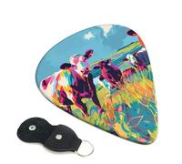 6 Pack Pop Art Colorful Cows Guitar Picks - 0.46 0.71 0.93 mm Includes Cool Guitar Picks Thin Medium Heavy Thickness, Electric Guitar Picks for Acoustic Guitar Bass Ukulele
