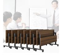 6 Pack Portable Conference Table Set Collapsible Modern Modular Design with Silent Wheels for Seminar Meeting Boardroom & Training Events