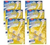 6 Pack Power Flush Pro Citrus Sparkle Toilet Rim Block Cleaner (Twin Pack), Clear Water Toilet Rim Block with Anti-Limescale, Cleaning Foam, Dirt Protection and Extra Freshness