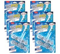 6 Pack Power Flush Pro Ocean Spray Toilet Rim Block Cleaner (Twin Pack), Clear Water Toilet Rim Block with Anti-Limescale, Cleaning Foam, Dirt Protection and Extra Freshness