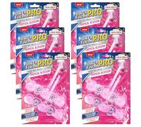 6 Pack Power Flush Pro Tropical Blossom Toilet Rim Block Cleaner (Twin Pack), Clear Water Toilet Rim Block with Anti-Limescale, Cleaning Foam, Dirt Protection and Extra Freshness