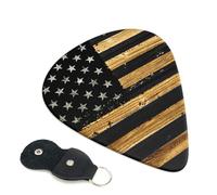 6 Pack Premium 0.73mm Guitar Picks, Stylish Design, Comfortable Grip, Perfect for Acoustic & Electric Guitar Bass Ukulele Players, Sturdy Medium Picks Pack - Wood American Flag