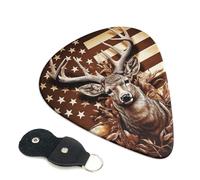 6 Pack Premium 0.73mm Guitar Picks, Stylish Design, Comfortable Grip, Perfect for Acoustic & Electric Guitar Bass Ukulele Players, Sturdy Medium Picks Pack - Camo Deer American Flag