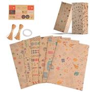 6-Pack Premium Glossy Art Paper Rolls - Kraft 50x70cm Birthday Gift Wrap Sheets with Musical Notes Design | Includes Twine, Stickers & Double-Sided Tape for Festive Occasions