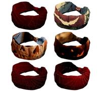 6 Pack Pumpkin Helloween (1) Wide Headbands for Women