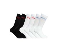 6 Pack Quarter Socks White/Black One Size