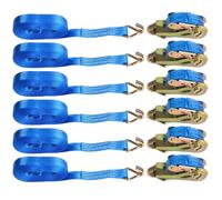 6 Pack Ratchet Tie Down Straps, 5m × 25mm with Double J Hooks, 800kg Load Strength for Securing Cargo on Trucks, Trailers, RVs