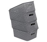 6 Pack rattan storage baskets - Household Organisers - Perfect For Storing Accessories, toiletries, office supplies, small toys, Laundry Room, Small Pantry - Under Sink, Countertop, Bathroom (Grey)