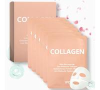 6 Pack Real Collagen Face Mask Korean Skincare, Bio Collagen Deep Moisturizing Mask, Sheet Mask for Deep Hydration Anti-Wrinkle & Pore Minimizing, Hyaluronic Acid & Rose Extract, Glow like Glass Skin