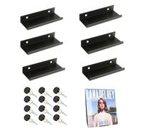 6 Pack Record Shelf Wall Mount, 12 inch Black Metal Record Shelf Holder for Albums LP Display, Minimalist Wall-Mounted Storage Solution for Vinyl Records & CD Collections