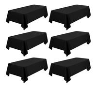 6 Pack Rectangle Tablecloth 60 x 102 Inch Black Polyester Cloth for 6 Feet Tables - Washable Fabric Stain and Wrinkle Resistant Cover for Wedding Parties Banquet Kitchen