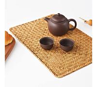 6 Pack, Rectangular Woven Rattan Placemats, Natural Seagrass Table Mats for Dinner Table (43 x 30 cm)