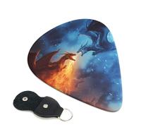 6 Pack Red and Blue Fire Dragon A Guitar Picks - 0.46 0.71 0.93 mm Includes Cool Guitar Picks Thin Medium Heavy Thickness, Electric Guitar Picks for Acoustic Guitar Bass Ukulele