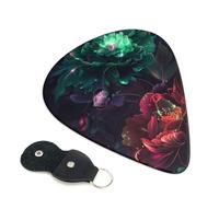 6 Pack Red and Green Carnation Guitar Picks, Bass Electric Acoustic Guitar Ukulele Accessories, Thin Guitar Picks Plectrums with Organizer Bag