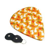 6 Pack Red Carrot Cute Rabbit Guitar Picks, Bass Electric Acoustic Guitar Ukulele Accessories, Thin Guitar Picks Plectrums with Organizer Bag
